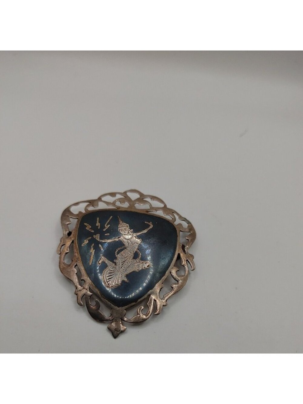 1930's brooch dancer Heart Open work Siam sterling Openwork